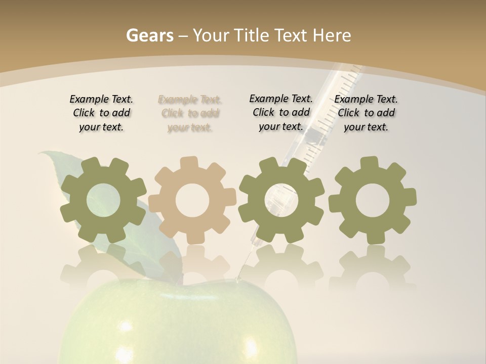 Close-Up Of Syringe In Green Apple PowerPoint Template