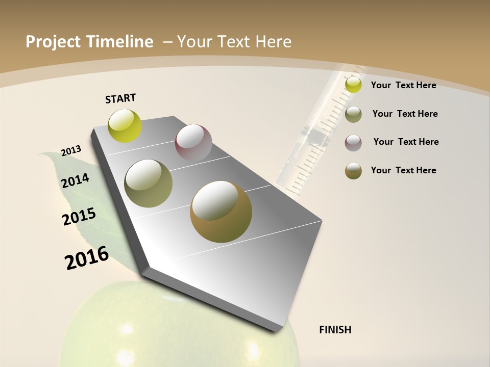 Close-Up Of Syringe In Green Apple PowerPoint Template