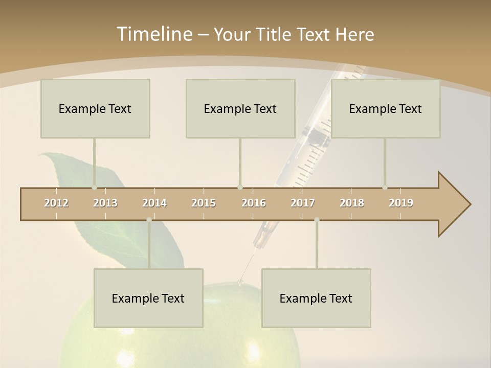 Close-Up Of Syringe In Green Apple PowerPoint Template