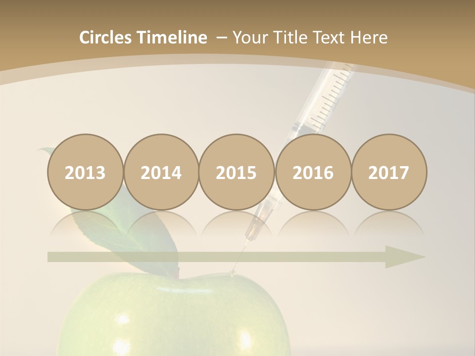 Close-Up Of Syringe In Green Apple PowerPoint Template