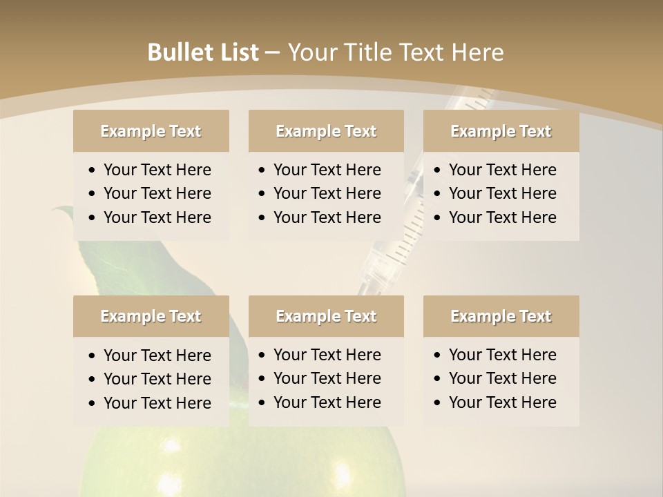 Close-Up Of Syringe In Green Apple PowerPoint Template
