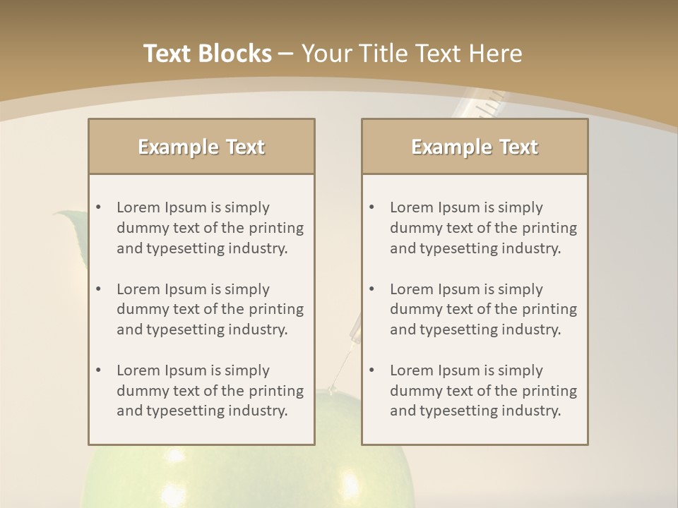 Close-Up Of Syringe In Green Apple PowerPoint Template