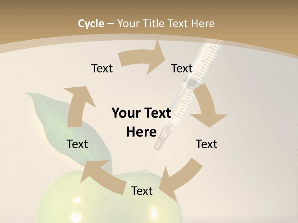 Close-Up Of Syringe In Green Apple PowerPoint Template