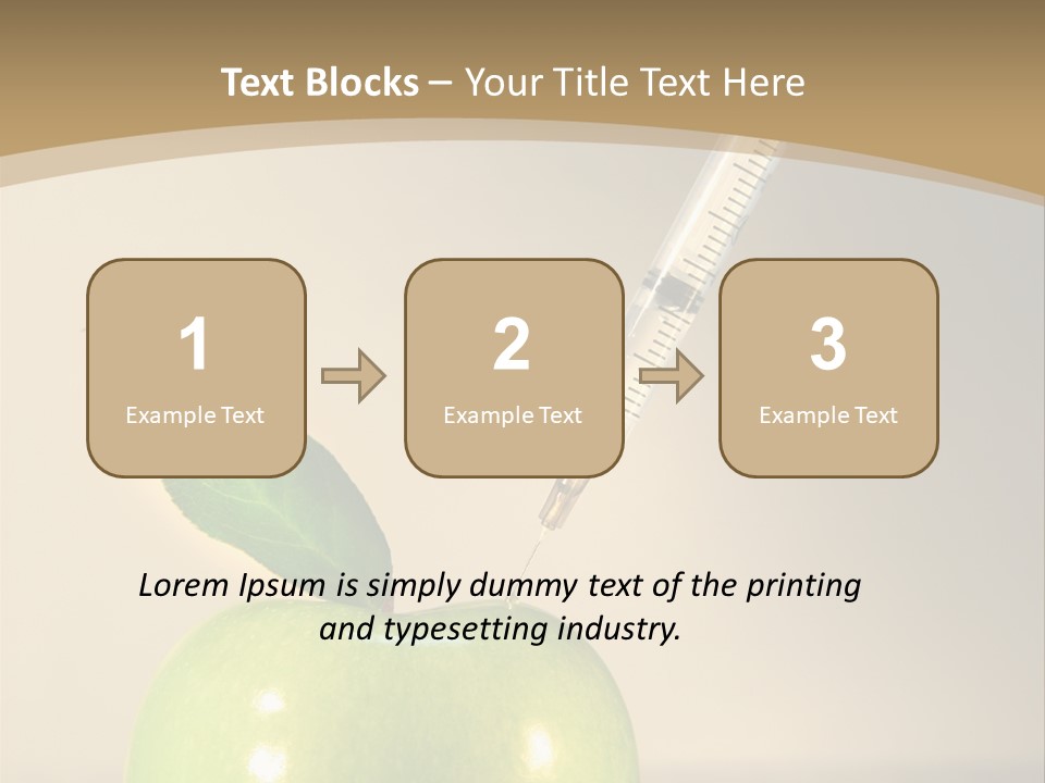Close-Up Of Syringe In Green Apple PowerPoint Template