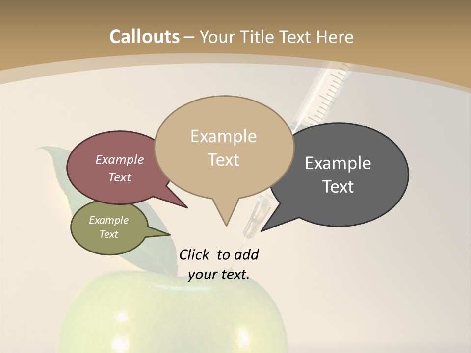 Close-Up Of Syringe In Green Apple PowerPoint Template
