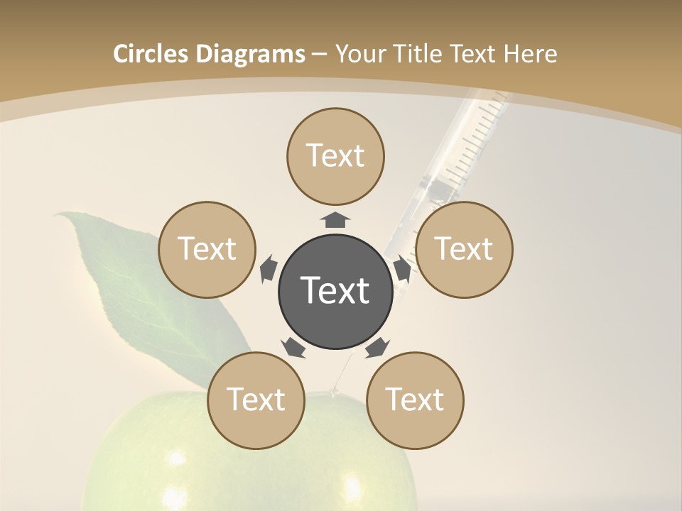 Close-Up Of Syringe In Green Apple PowerPoint Template