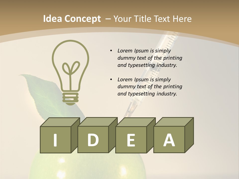 Close-Up Of Syringe In Green Apple PowerPoint Template