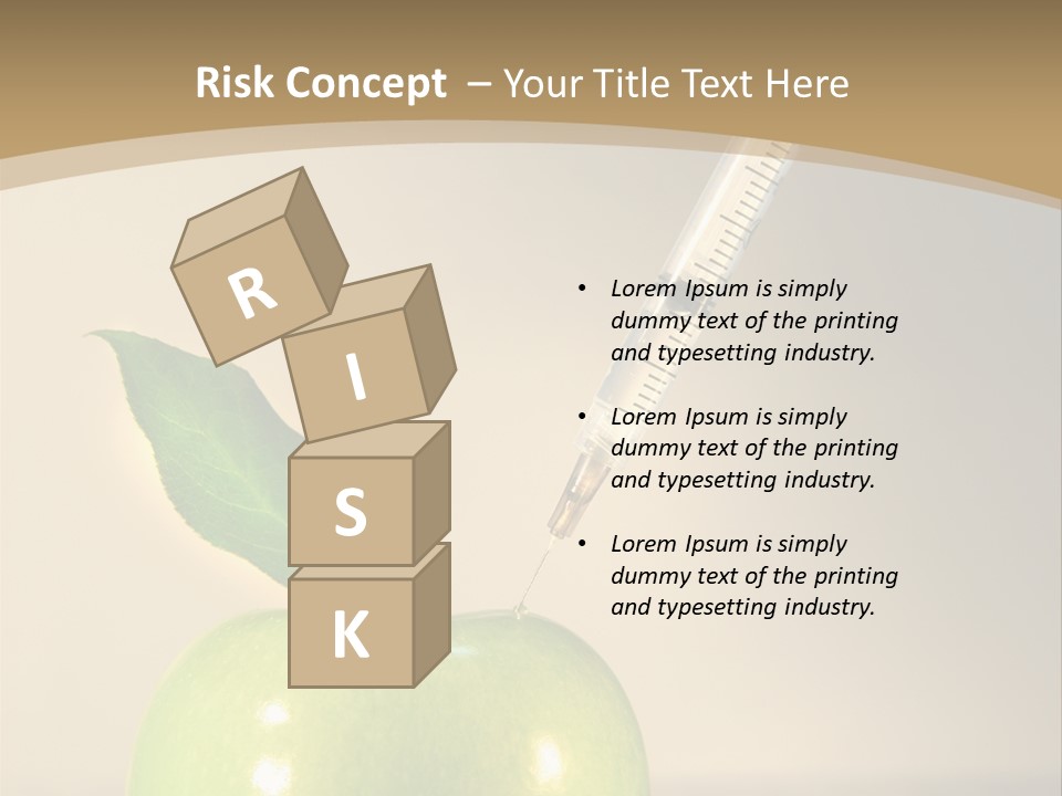 Close-Up Of Syringe In Green Apple PowerPoint Template