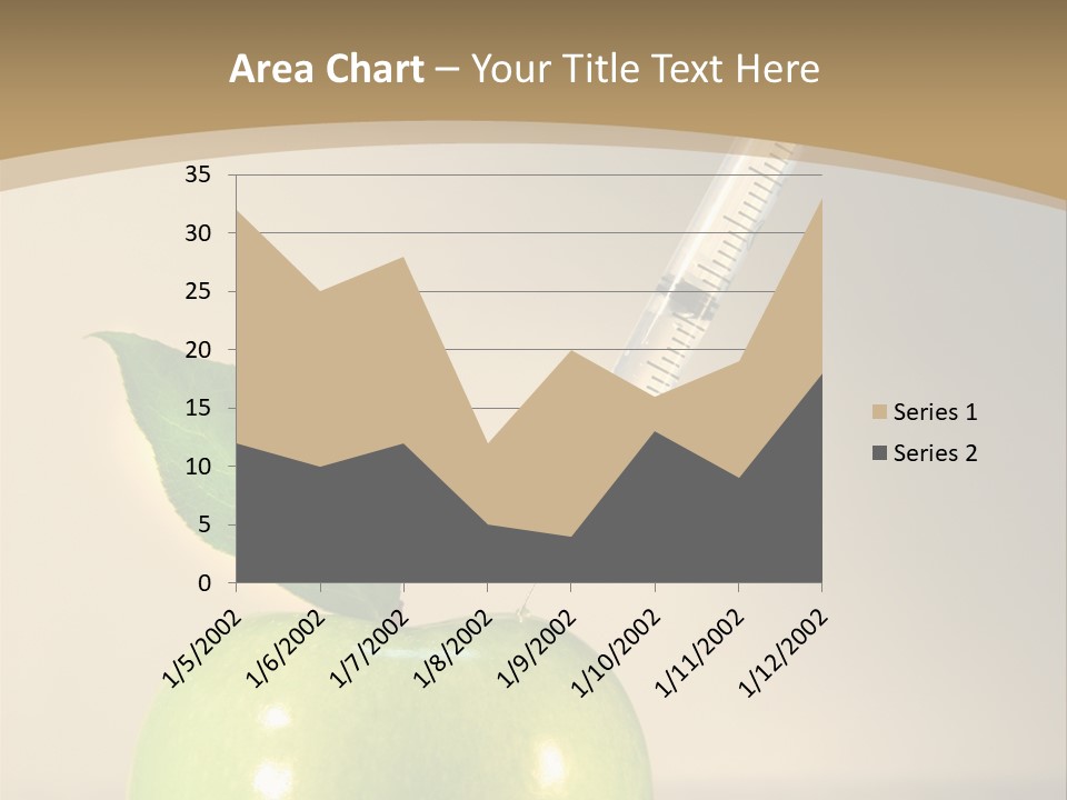 Close-Up Of Syringe In Green Apple PowerPoint Template