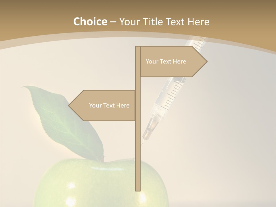 Close-Up Of Syringe In Green Apple PowerPoint Template