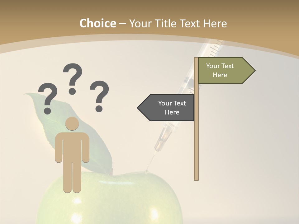 Close-Up Of Syringe In Green Apple PowerPoint Template