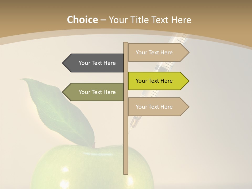 Close-Up Of Syringe In Green Apple PowerPoint Template