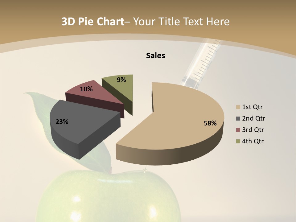 Close-Up Of Syringe In Green Apple PowerPoint Template