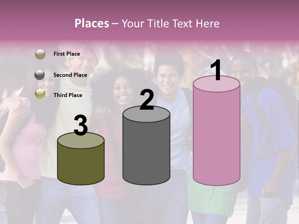 Group Of Six Young Firneds Having Fun Outside PowerPoint Template