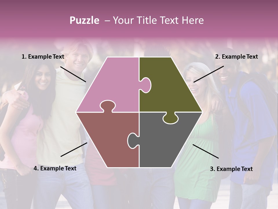 Group Of Six Young Firneds Having Fun Outside PowerPoint Template