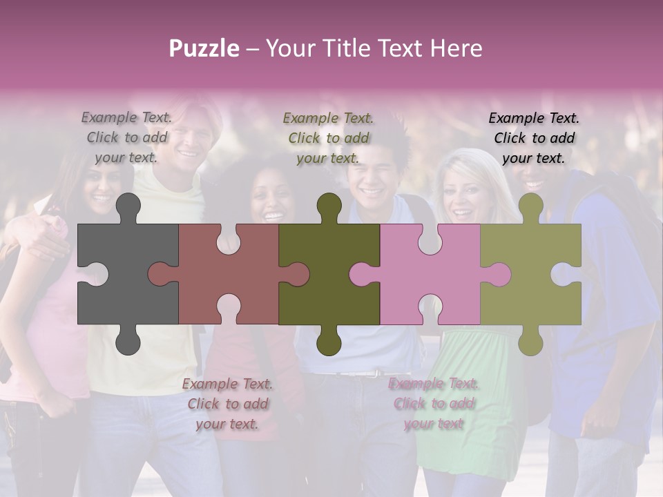 Group Of Six Young Firneds Having Fun Outside PowerPoint Template