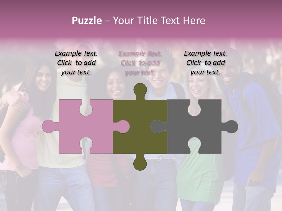 Group Of Six Young Firneds Having Fun Outside PowerPoint Template