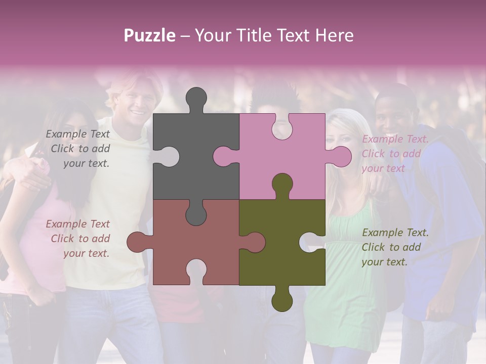 Group Of Six Young Firneds Having Fun Outside PowerPoint Template