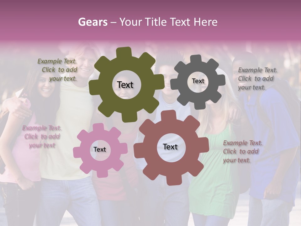 Group Of Six Young Firneds Having Fun Outside PowerPoint Template