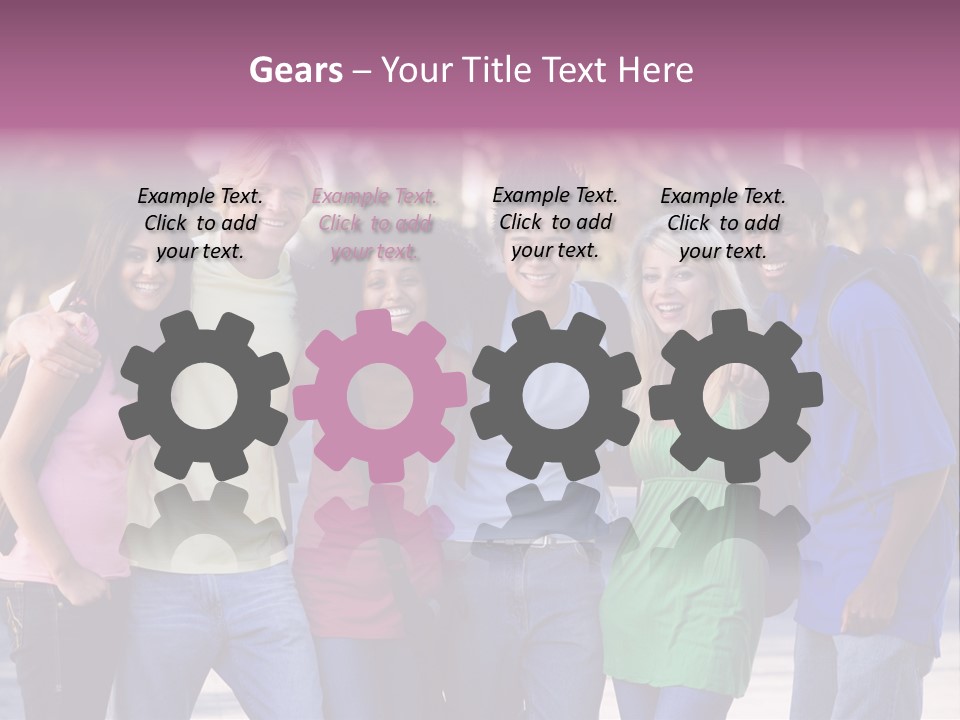 Group Of Six Young Firneds Having Fun Outside PowerPoint Template