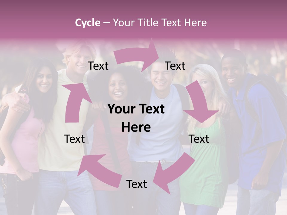 Group Of Six Young Firneds Having Fun Outside PowerPoint Template