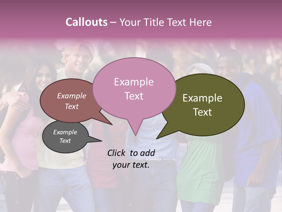 Group Of Six Young Firneds Having Fun Outside PowerPoint Template