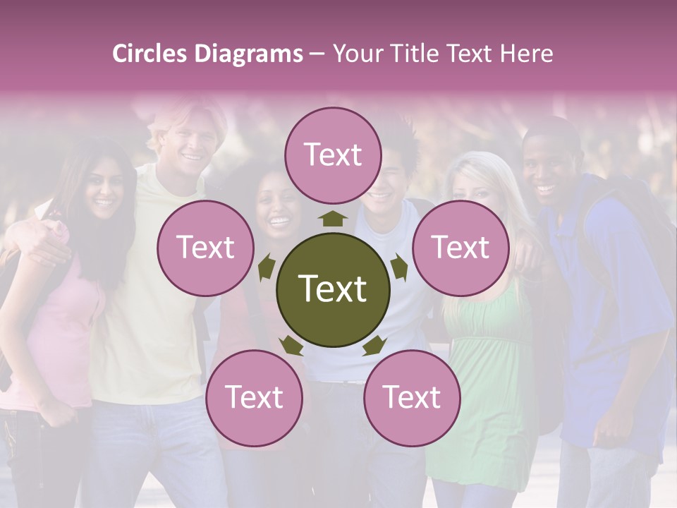 Group Of Six Young Firneds Having Fun Outside PowerPoint Template