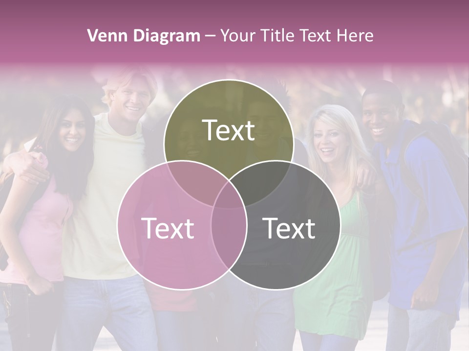 Group Of Six Young Firneds Having Fun Outside PowerPoint Template