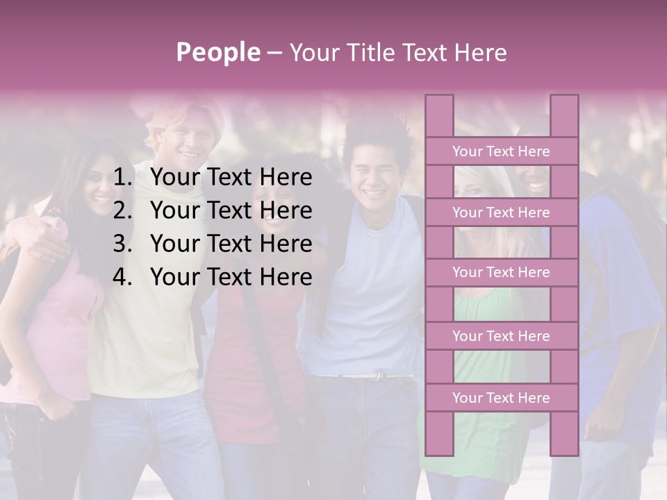 Group Of Six Young Firneds Having Fun Outside PowerPoint Template