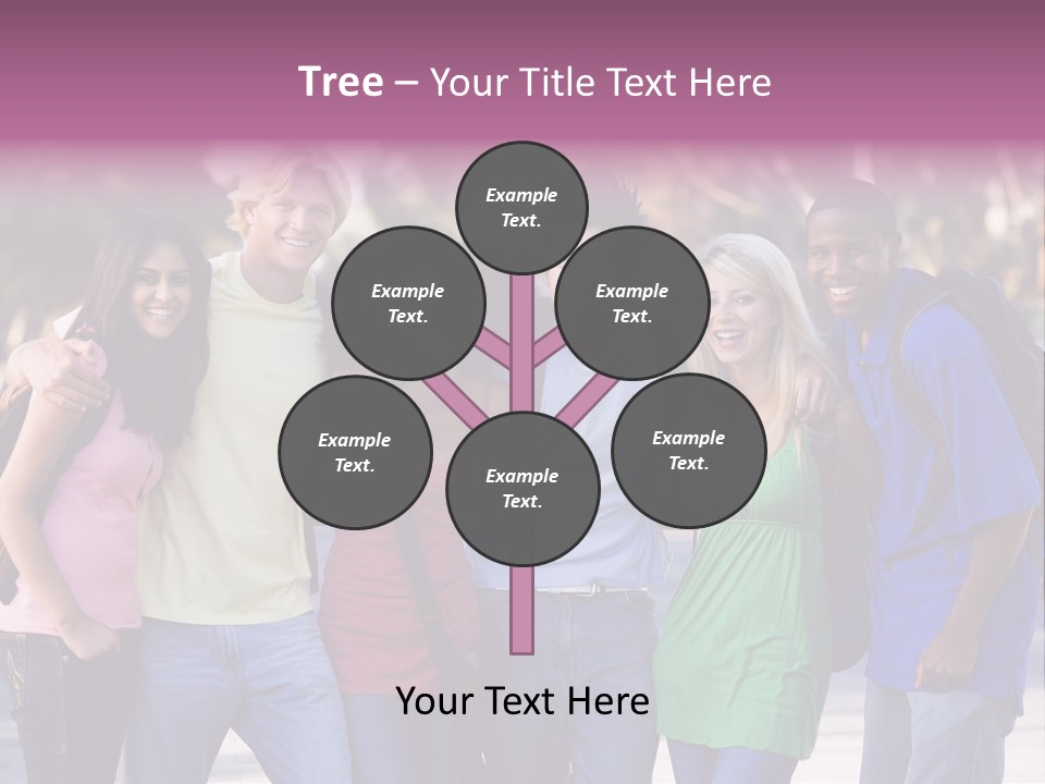 Group Of Six Young Firneds Having Fun Outside PowerPoint Template