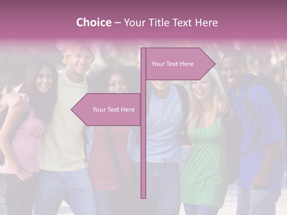 Group Of Six Young Firneds Having Fun Outside PowerPoint Template