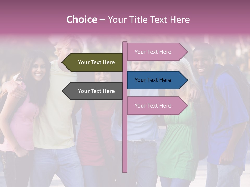Group Of Six Young Firneds Having Fun Outside PowerPoint Template
