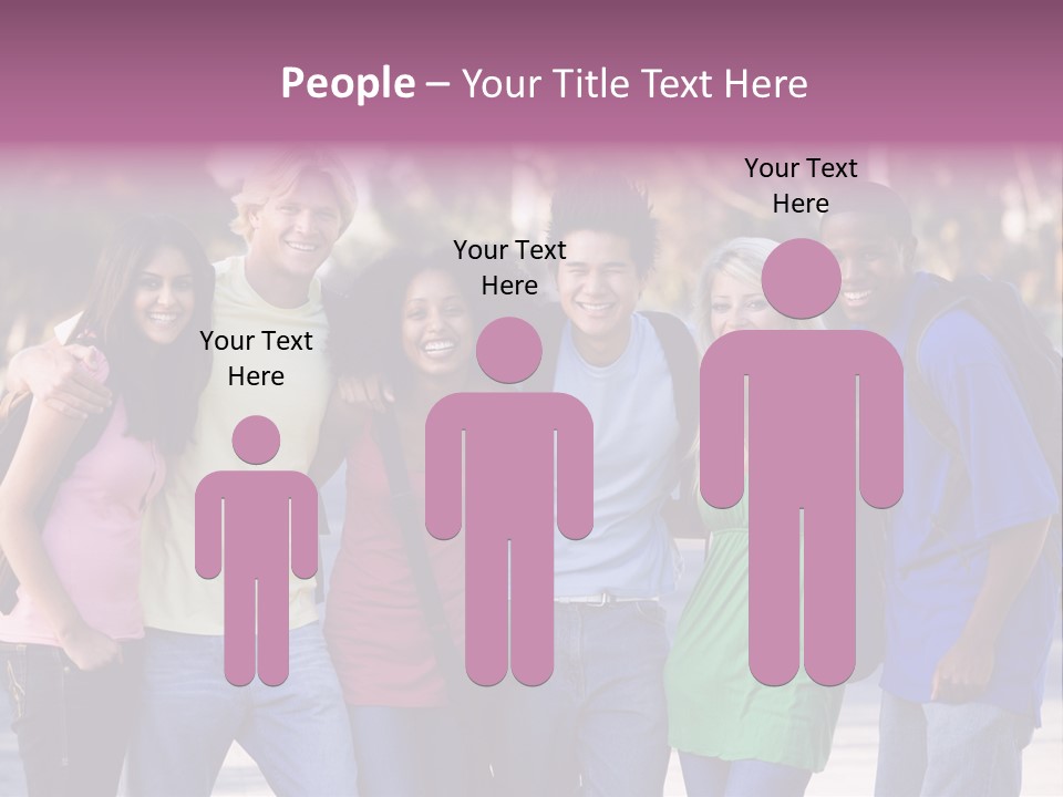 Group Of Six Young Firneds Having Fun Outside PowerPoint Template