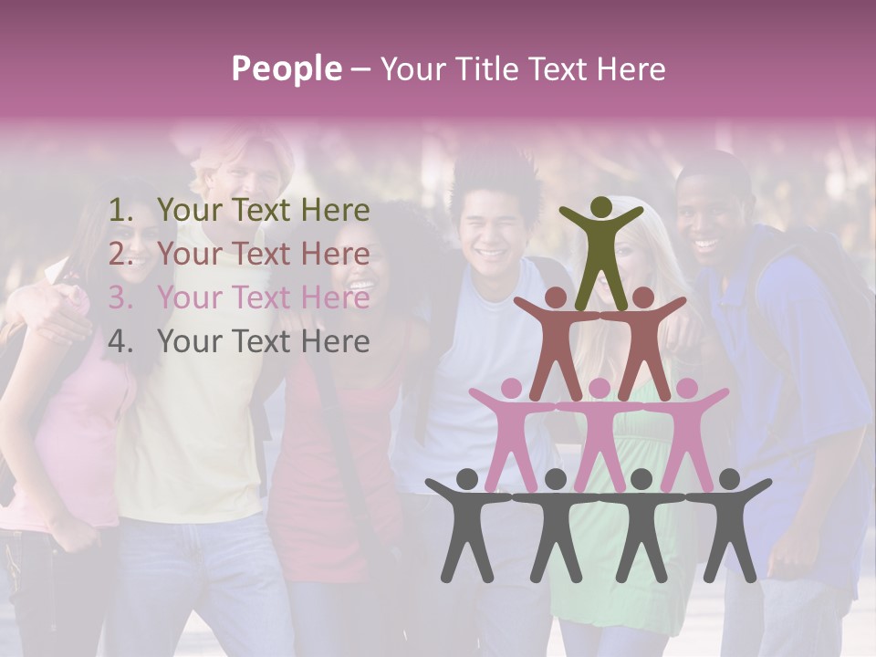 Group Of Six Young Firneds Having Fun Outside PowerPoint Template