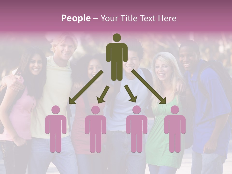 Group Of Six Young Firneds Having Fun Outside PowerPoint Template