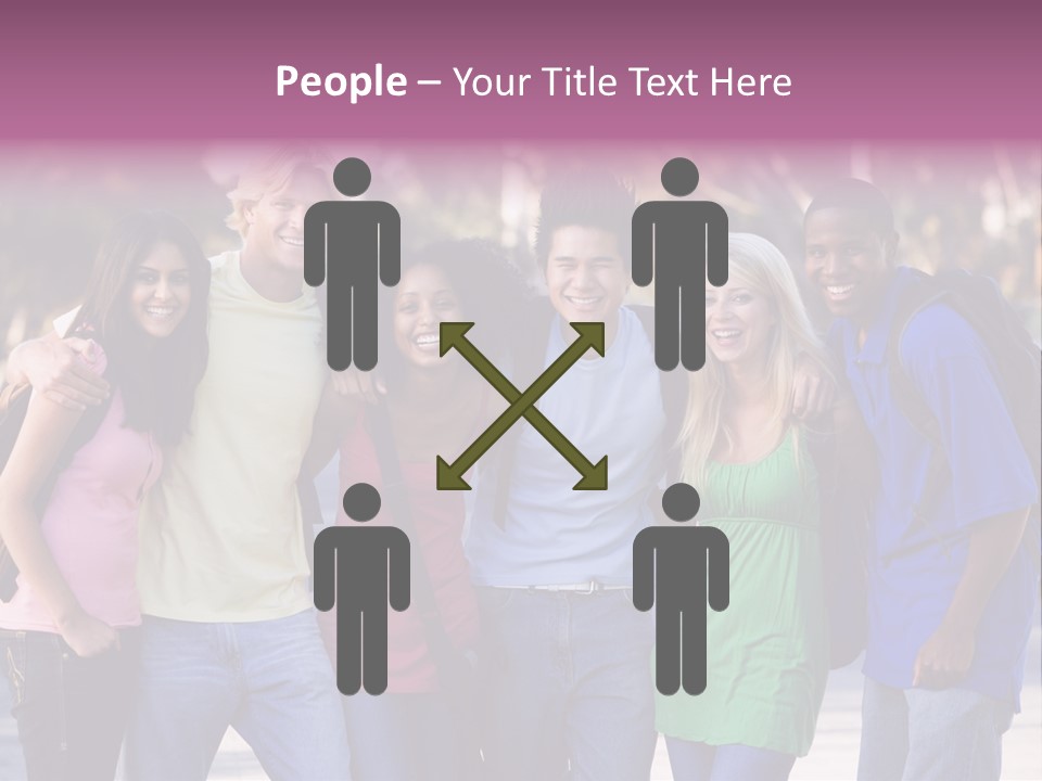 Group Of Six Young Firneds Having Fun Outside PowerPoint Template