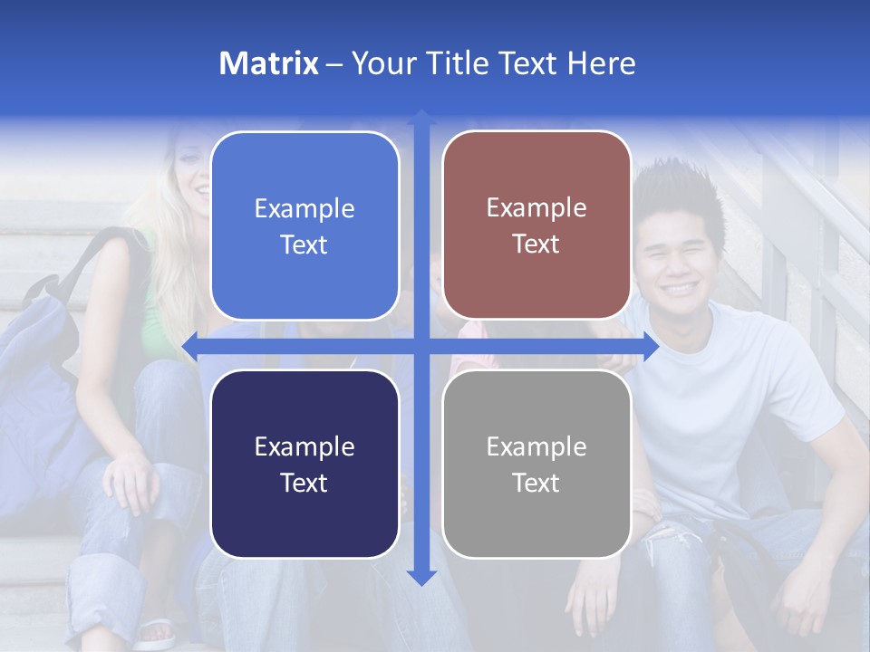 Group Of Six Students Outside Sitting On Steps PowerPoint Template