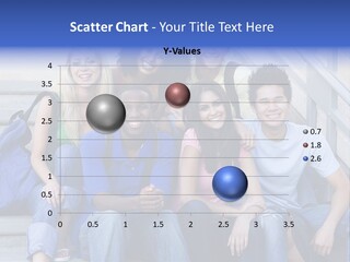 Group Of Six Students Outside Sitting On Steps PowerPoint Template