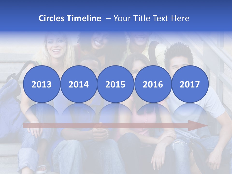 Group Of Six Students Outside Sitting On Steps PowerPoint Template