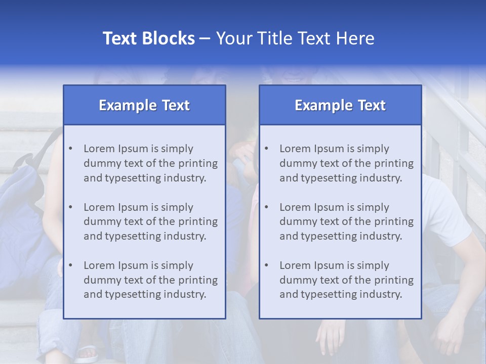 Group Of Six Students Outside Sitting On Steps PowerPoint Template
