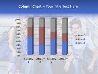 Group Of Six Students Outside Sitting On Steps PowerPoint Template