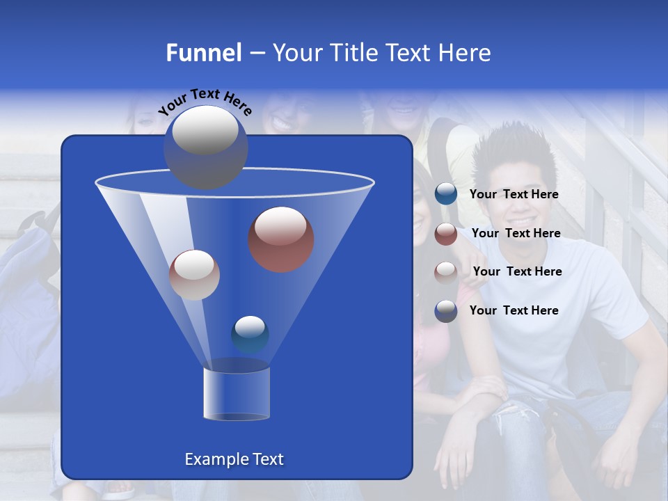 Group Of Six Students Outside Sitting On Steps PowerPoint Template