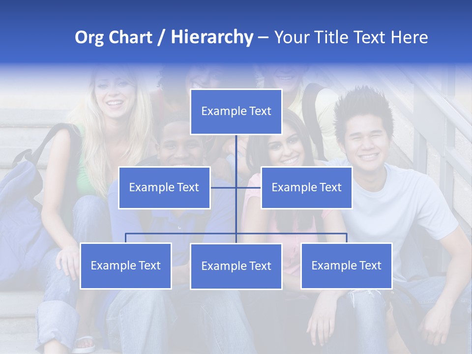 Group Of Six Students Outside Sitting On Steps PowerPoint Template