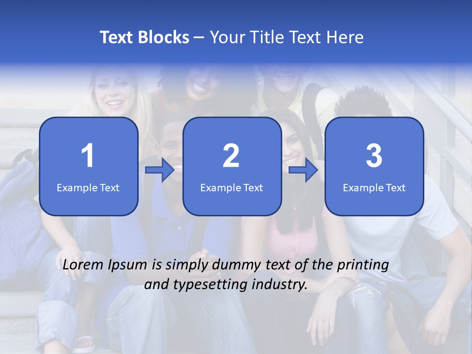 Group Of Six Students Outside Sitting On Steps PowerPoint Template