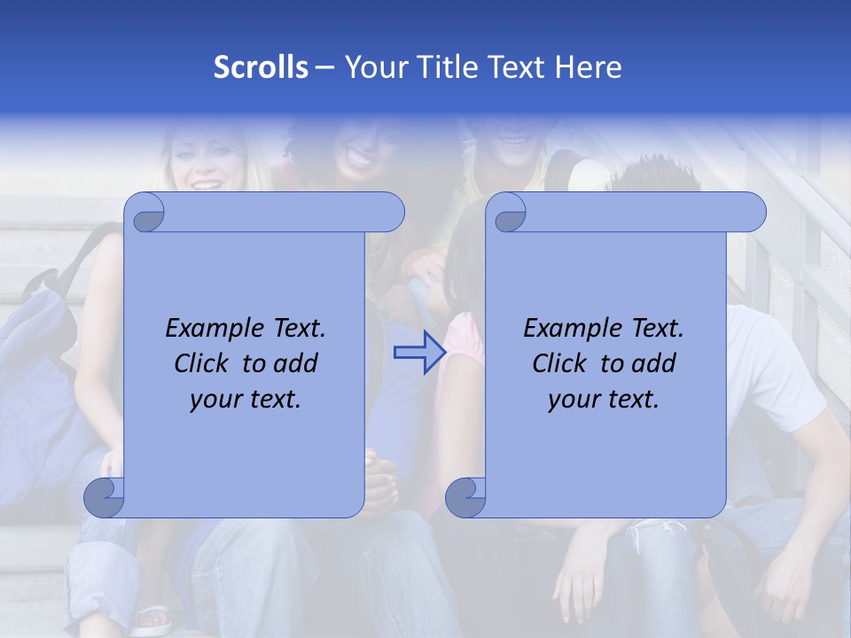 Group Of Six Students Outside Sitting On Steps PowerPoint Template