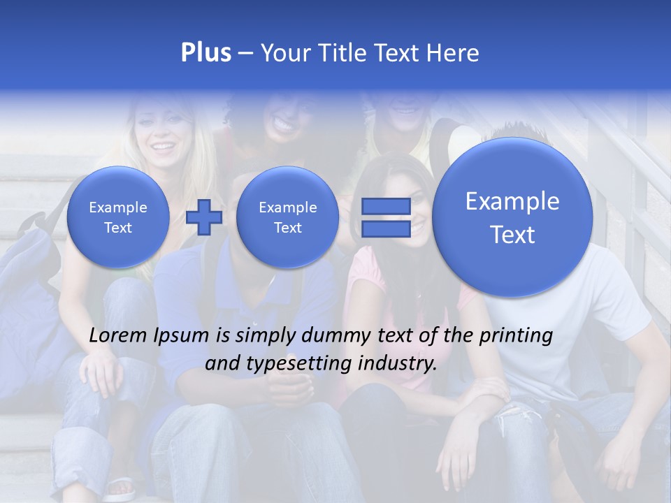 Group Of Six Students Outside Sitting On Steps PowerPoint Template