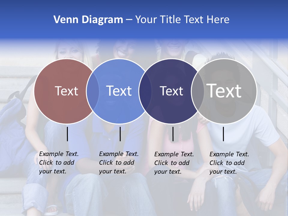 Group Of Six Students Outside Sitting On Steps PowerPoint Template