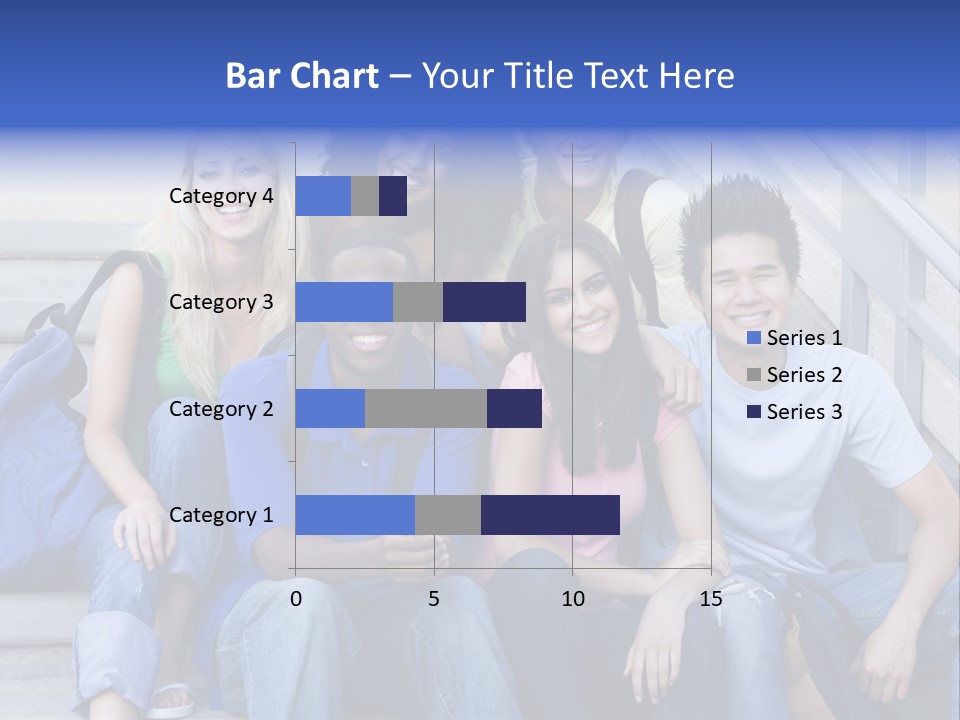 Group Of Six Students Outside Sitting On Steps PowerPoint Template