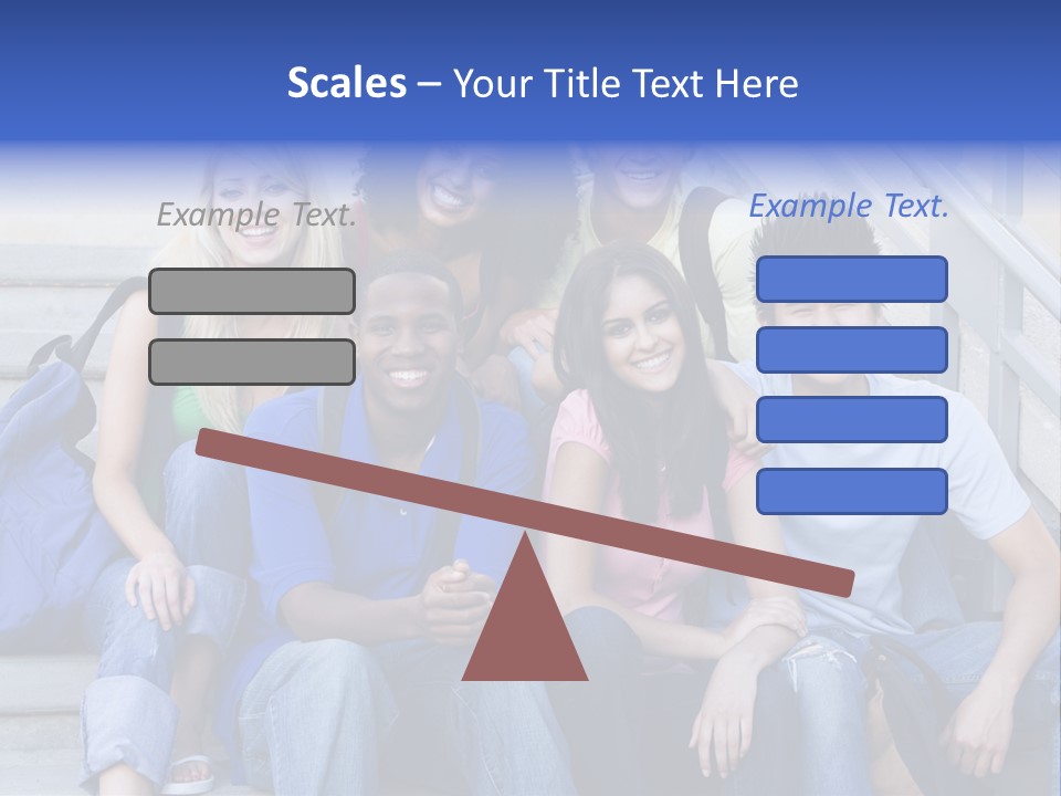 Group Of Six Students Outside Sitting On Steps PowerPoint Template