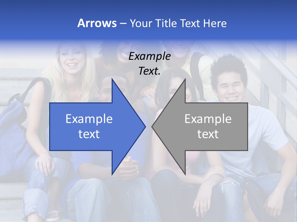 Group Of Six Students Outside Sitting On Steps PowerPoint Template
